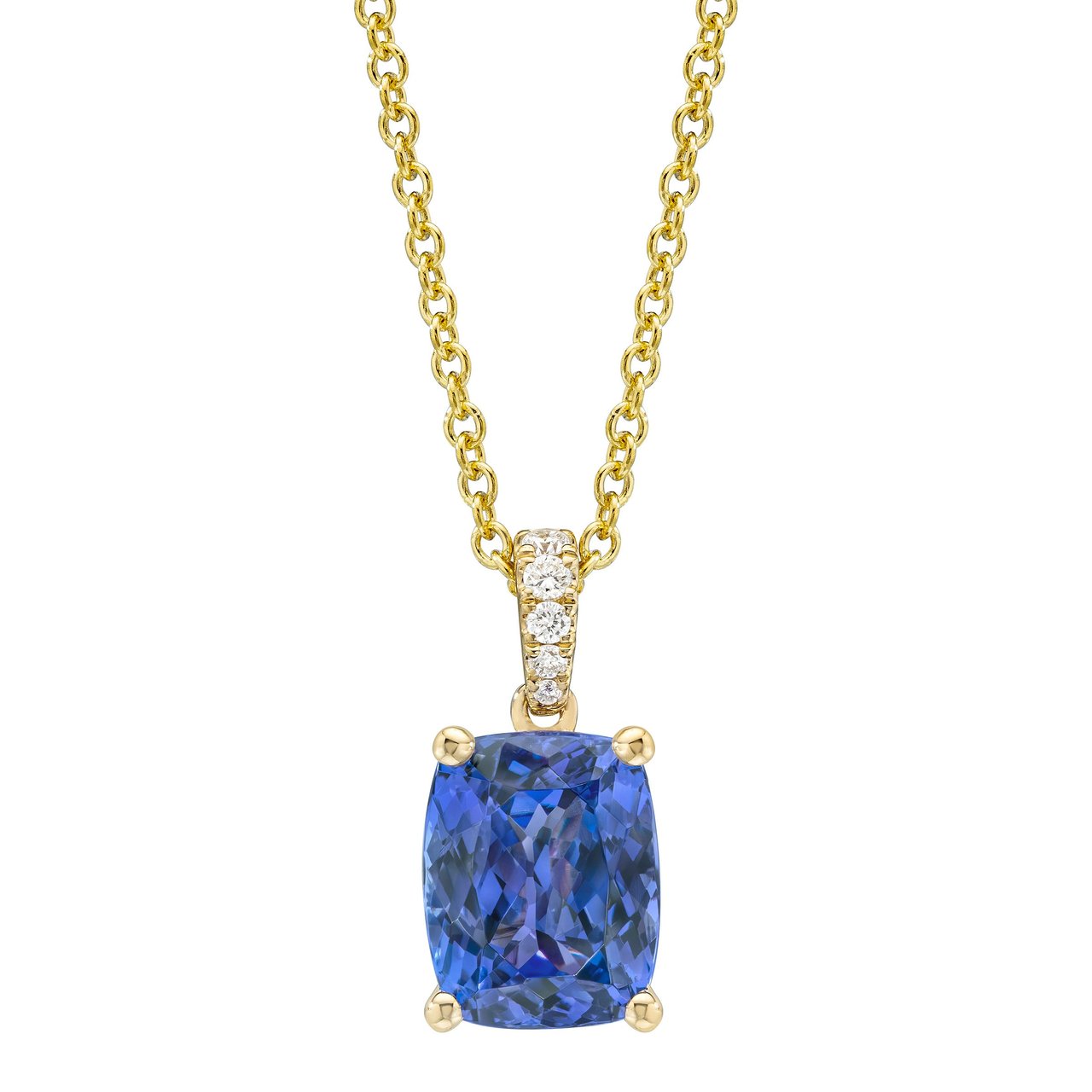 Tanzanite and Diamond 14kt Yellow Gold Pendant - Image 1