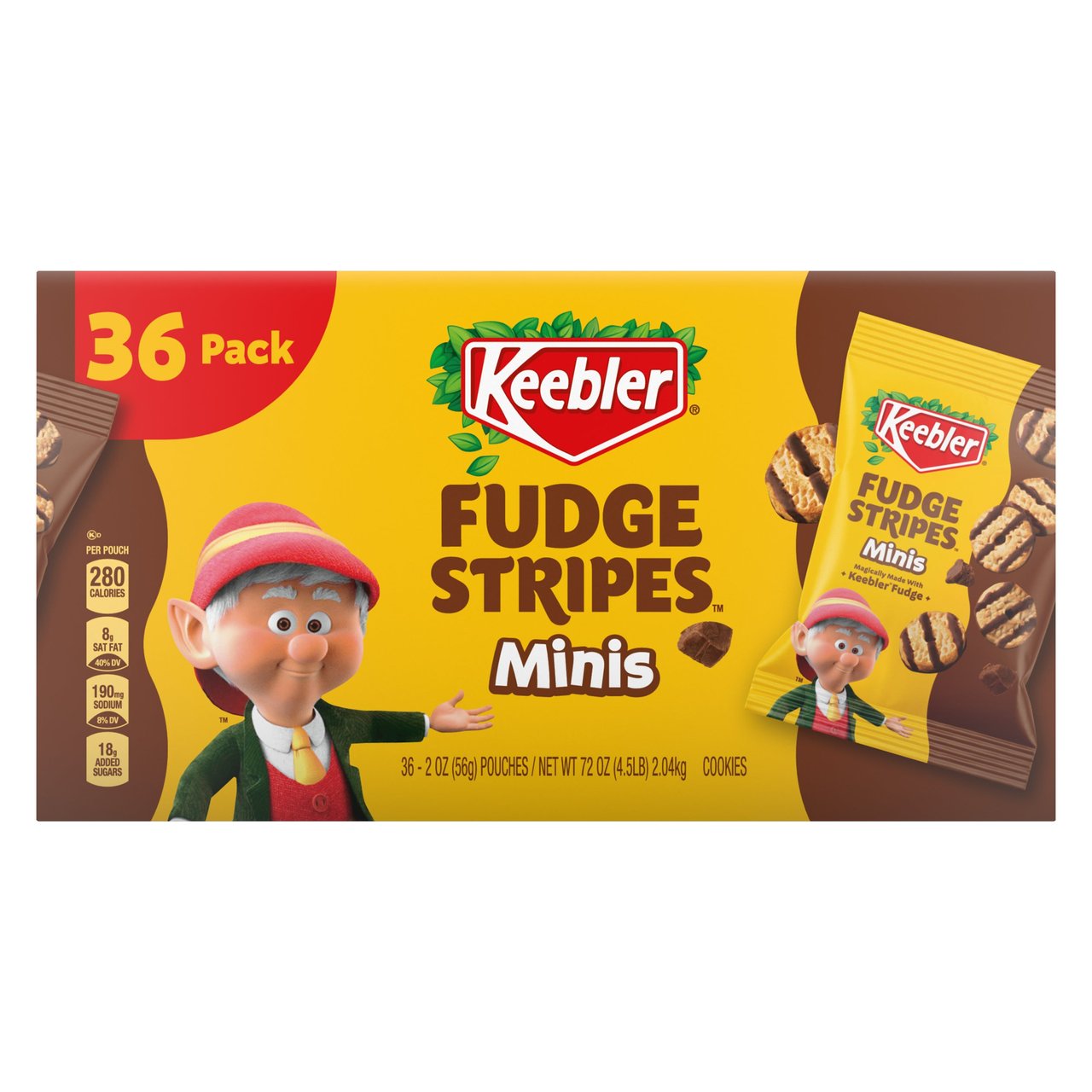 Keebler Fudge Stripes Minis Shortbread Cookies, 2 oz, 36-Count - Image 1