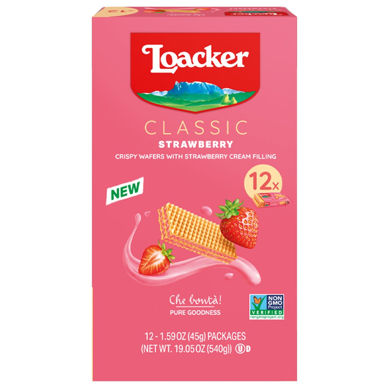 Loacker Classic Strawberry Crispy Wafers, 12 ct / 1.59 oz - Image 1