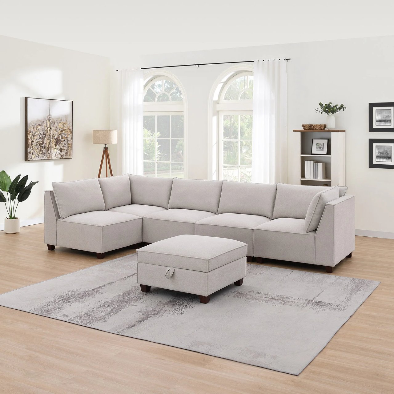 Marven 6-Piece Modular Sectional with Storage Ottoman - Image 1