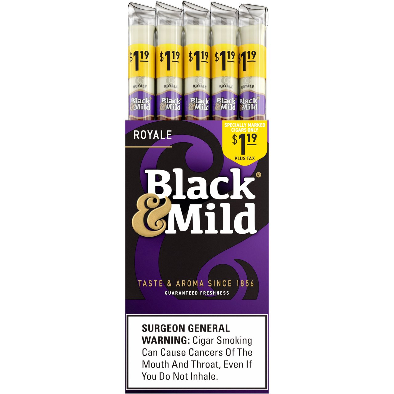 Black & Mild Royale Plastic Tip Singles, 25 Count Upright - Image 1