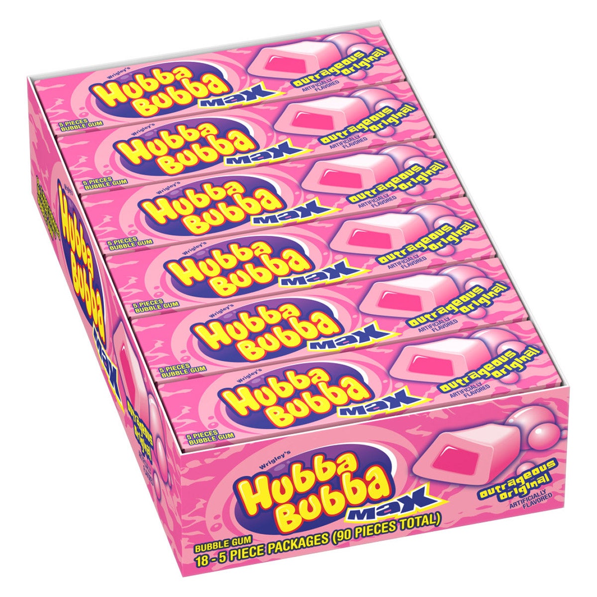 Hubba Bubba Max Outrageous Original Bubble Gum, 18 Count, 5 Pieces - Image 1