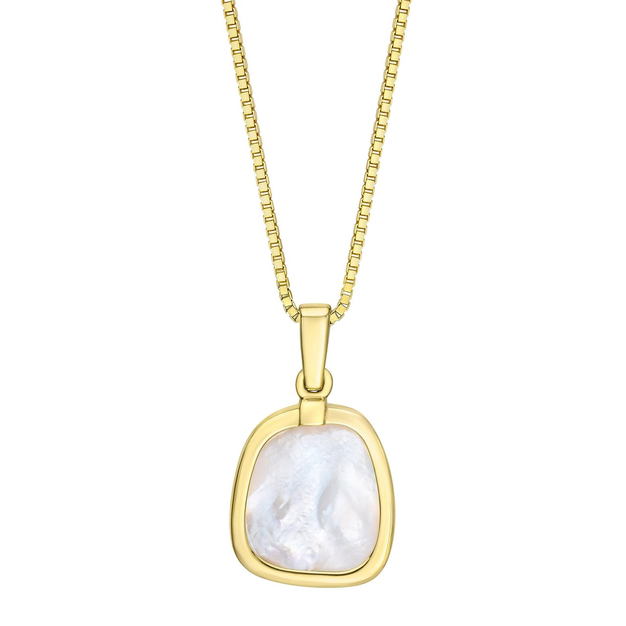 14KT YELLOW GOLD MOTHER OF PEARL PENDANT 18" - Image 1
