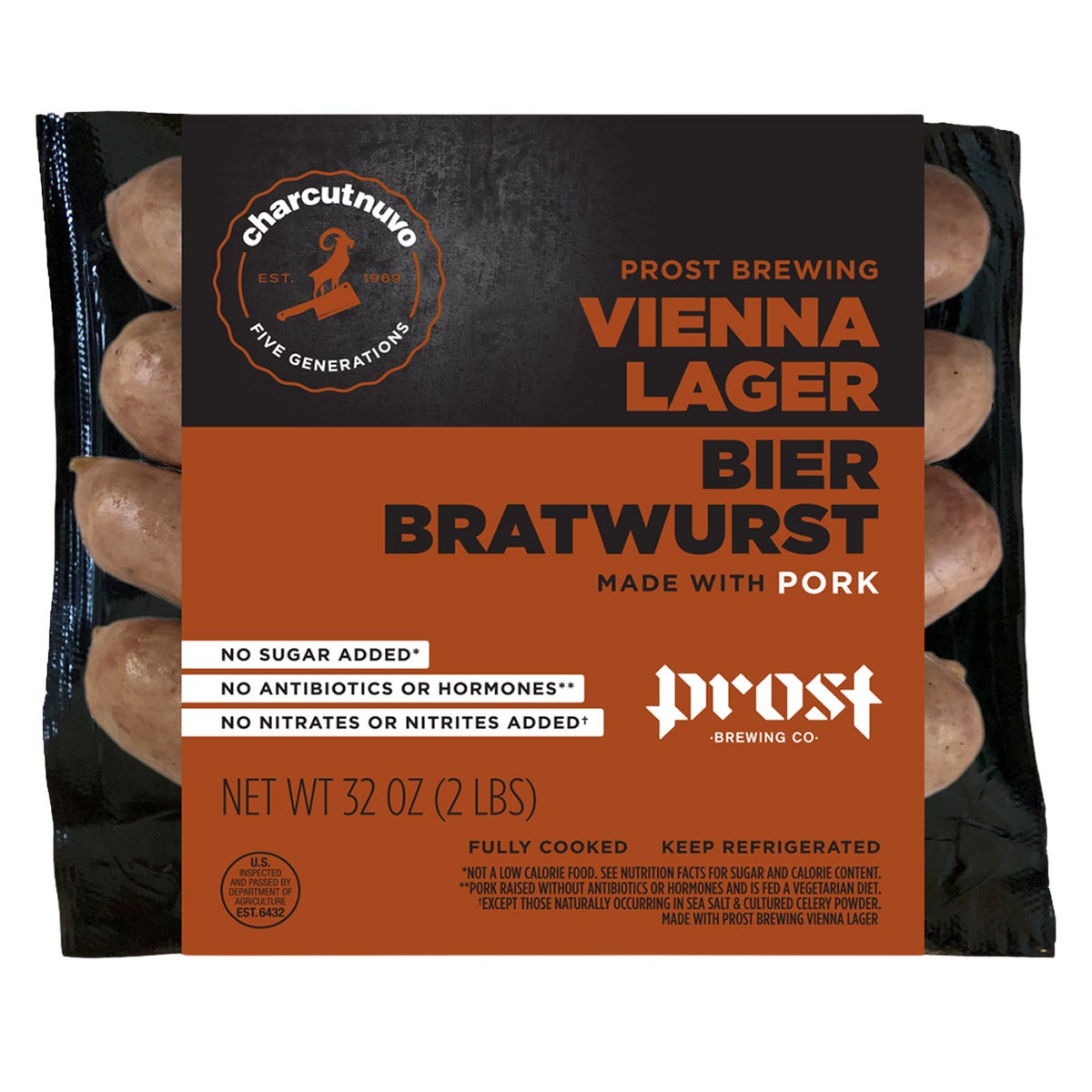 CHARCUTNUVO PROST BIER BRATWURST 32 OZ - Image 1
