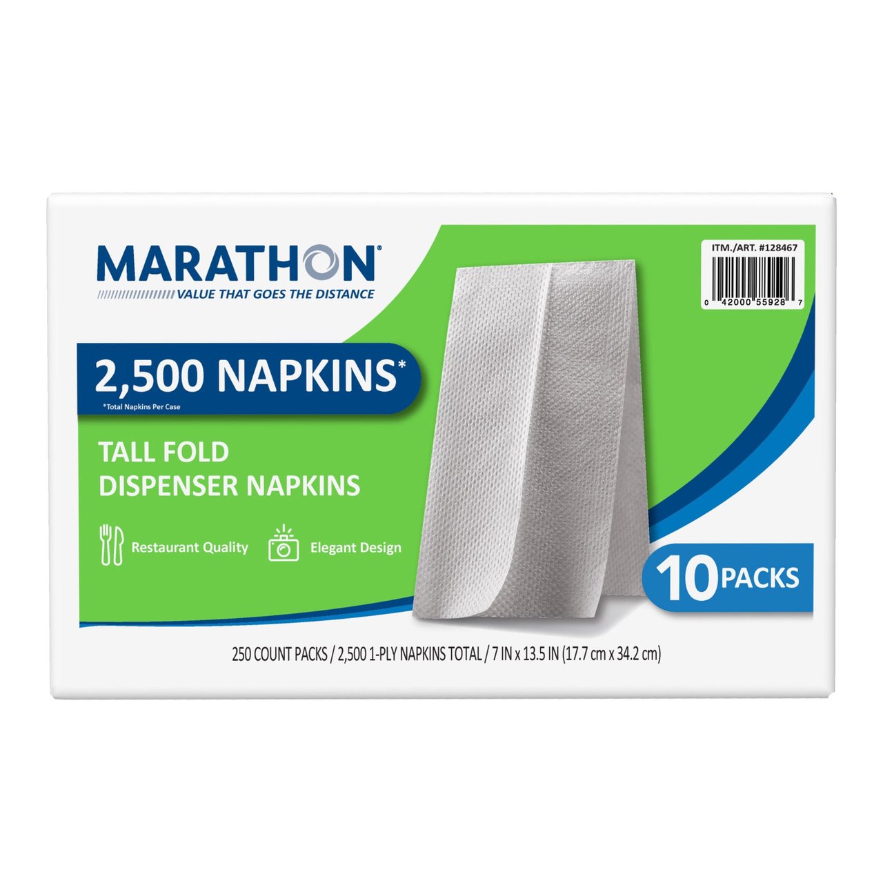 Marathon Tallfold Dispenser Napkins 7" x 13-1/2", 2500 Count