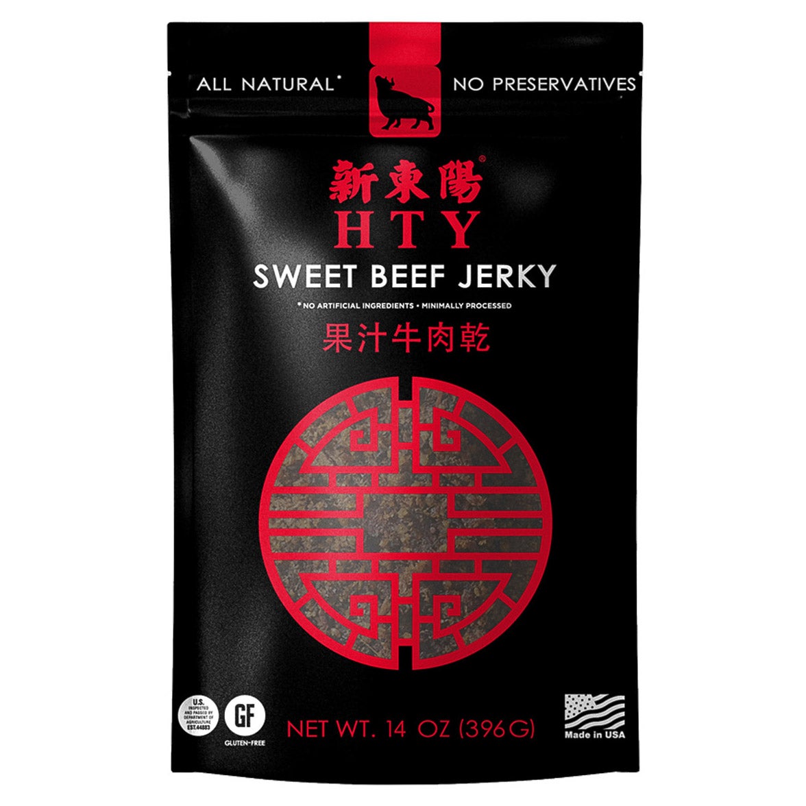 HTY Sweet Beef Jerky 14 Ounce Bag - Image 1