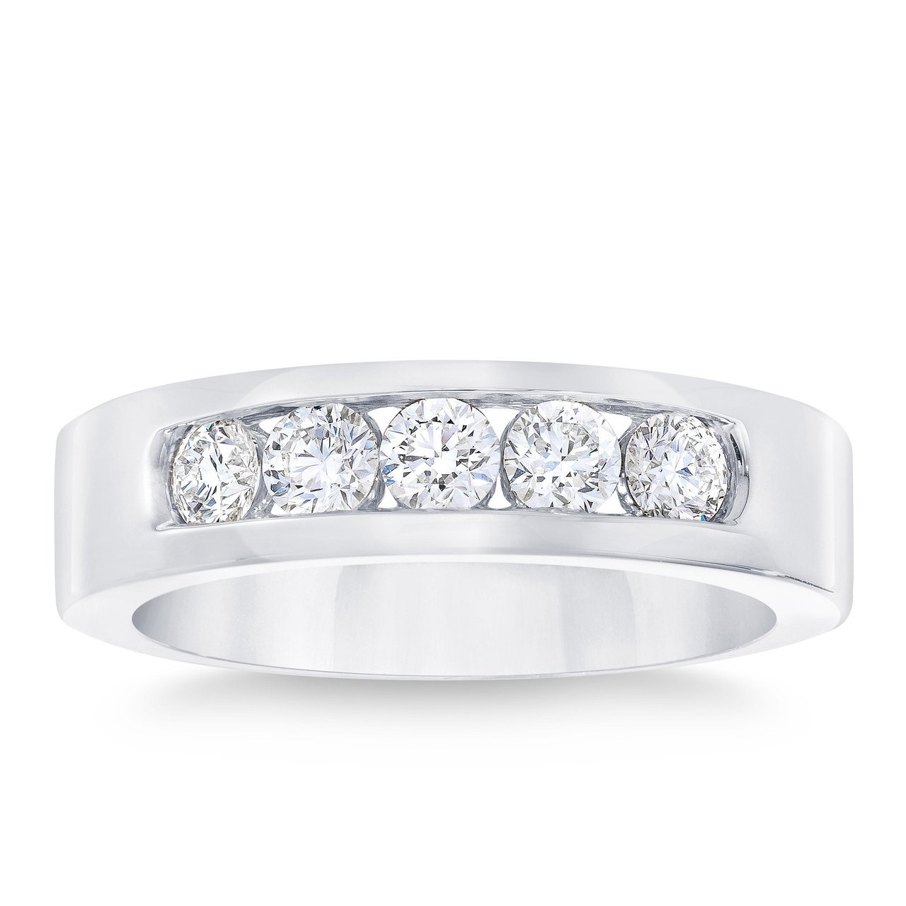 14KT WHITE GOLD VS2 I 0.95CTW ROUND DIAMOND MENS WEDDING BAND SZ 8 - Image 1