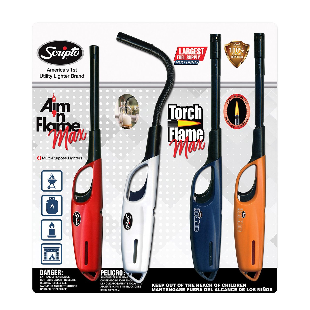 Scripto Utility Max Lighters, 4 Pack - Image 1