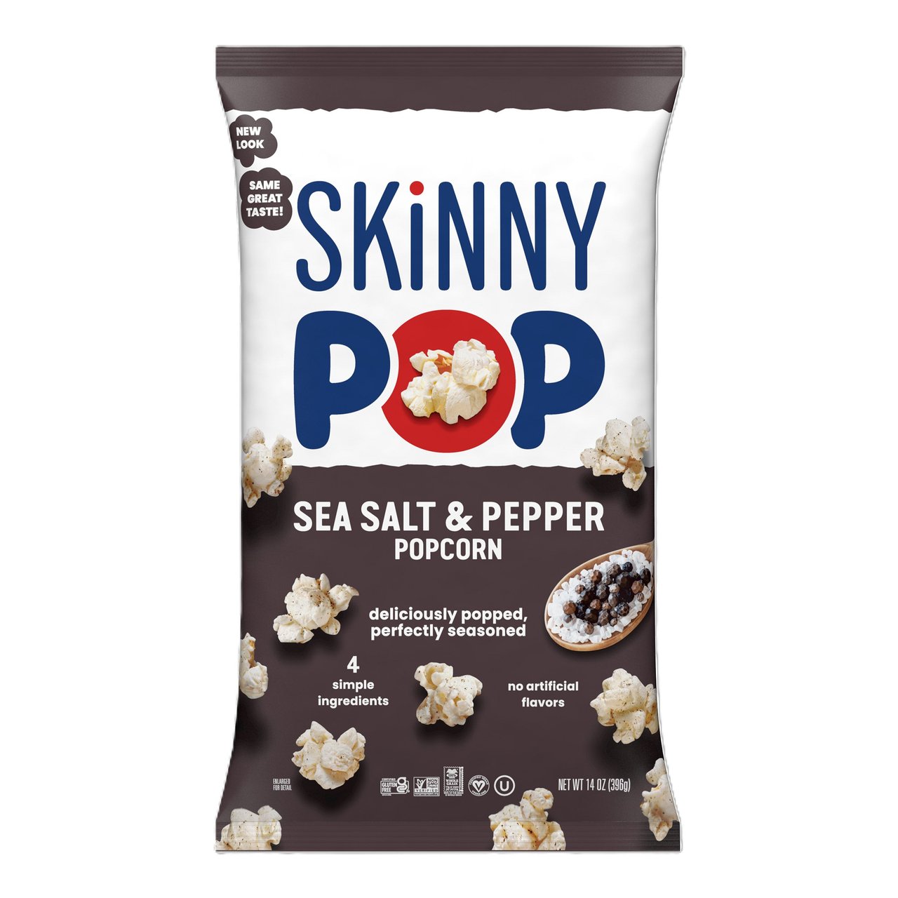 SkinnyPop Sea Salt & Pepper Popcorn, 14 oz Bag, 4-Pack - Image 1