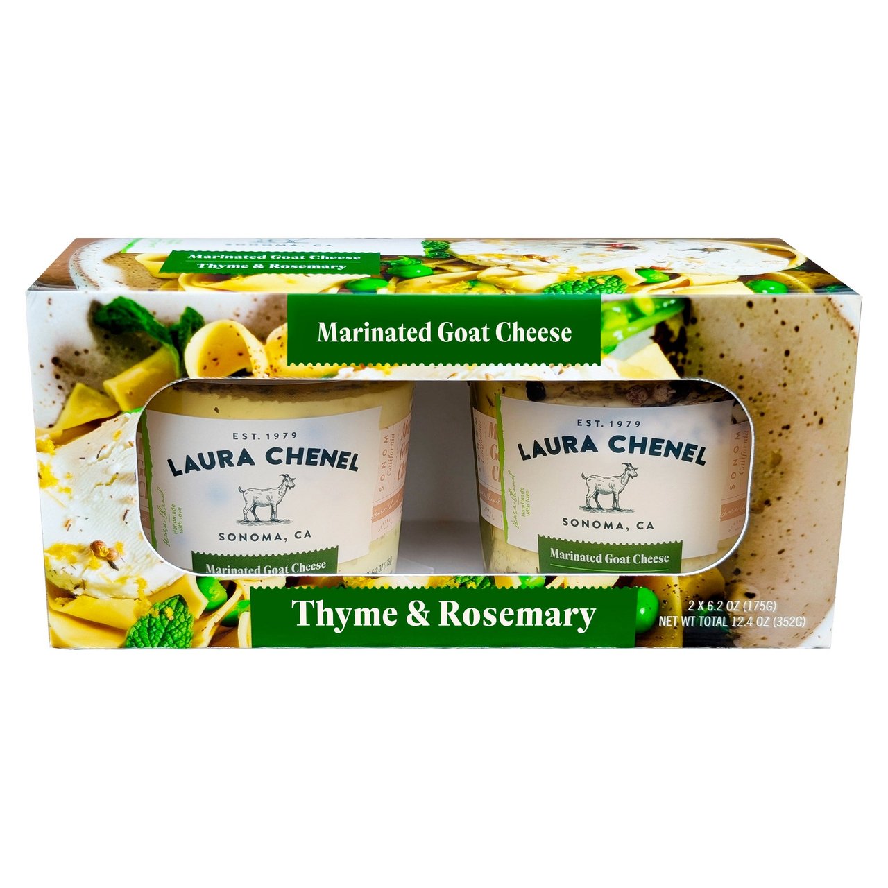 Laura Chenel Marinated Goat Cheese Thyme & Rosemary, 2 Count, 6.2 Ounces Each - Image 1