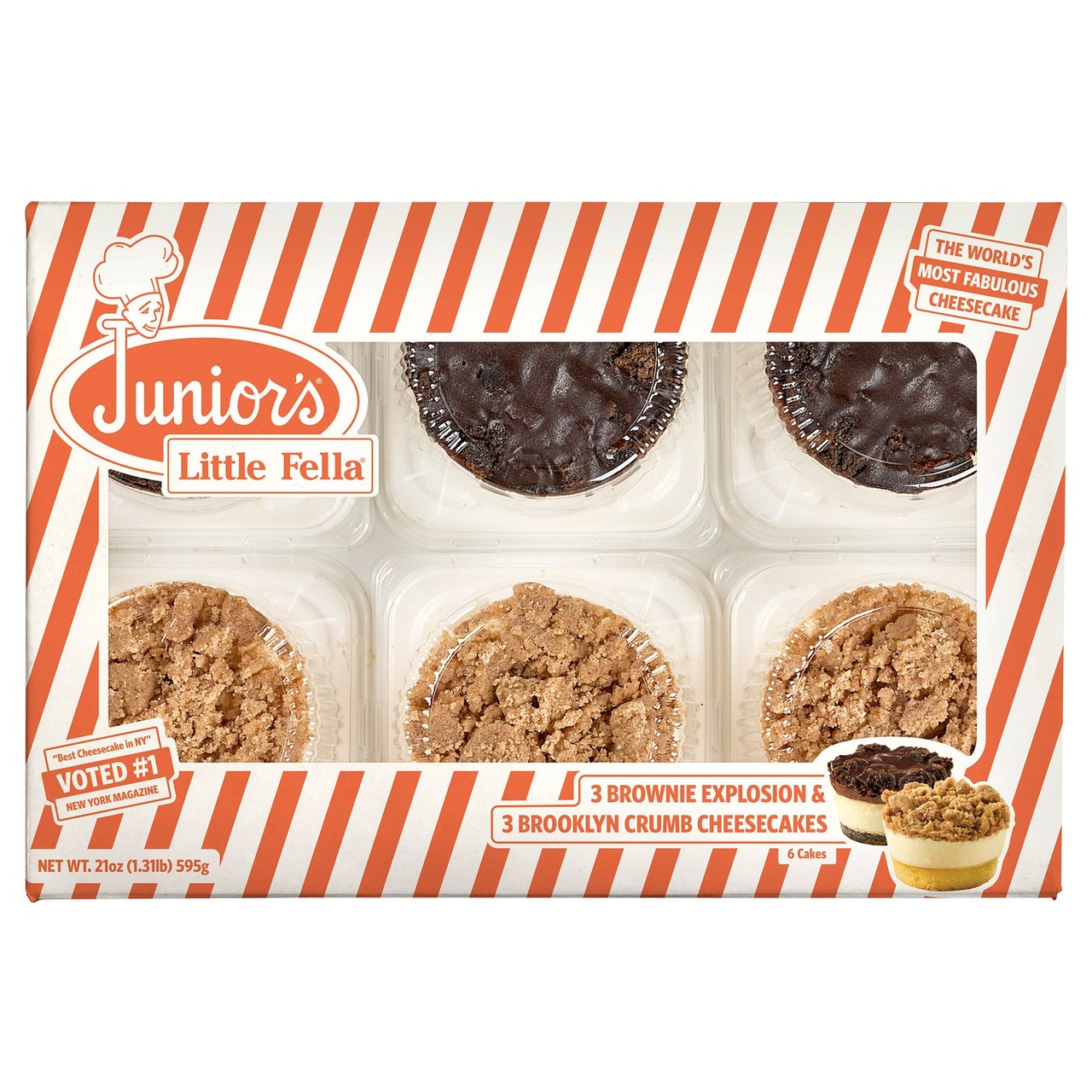 JUNIOR'S BROWNIE CHEESECAKE 6 PACK 4 OUNCES EACH - Image 1