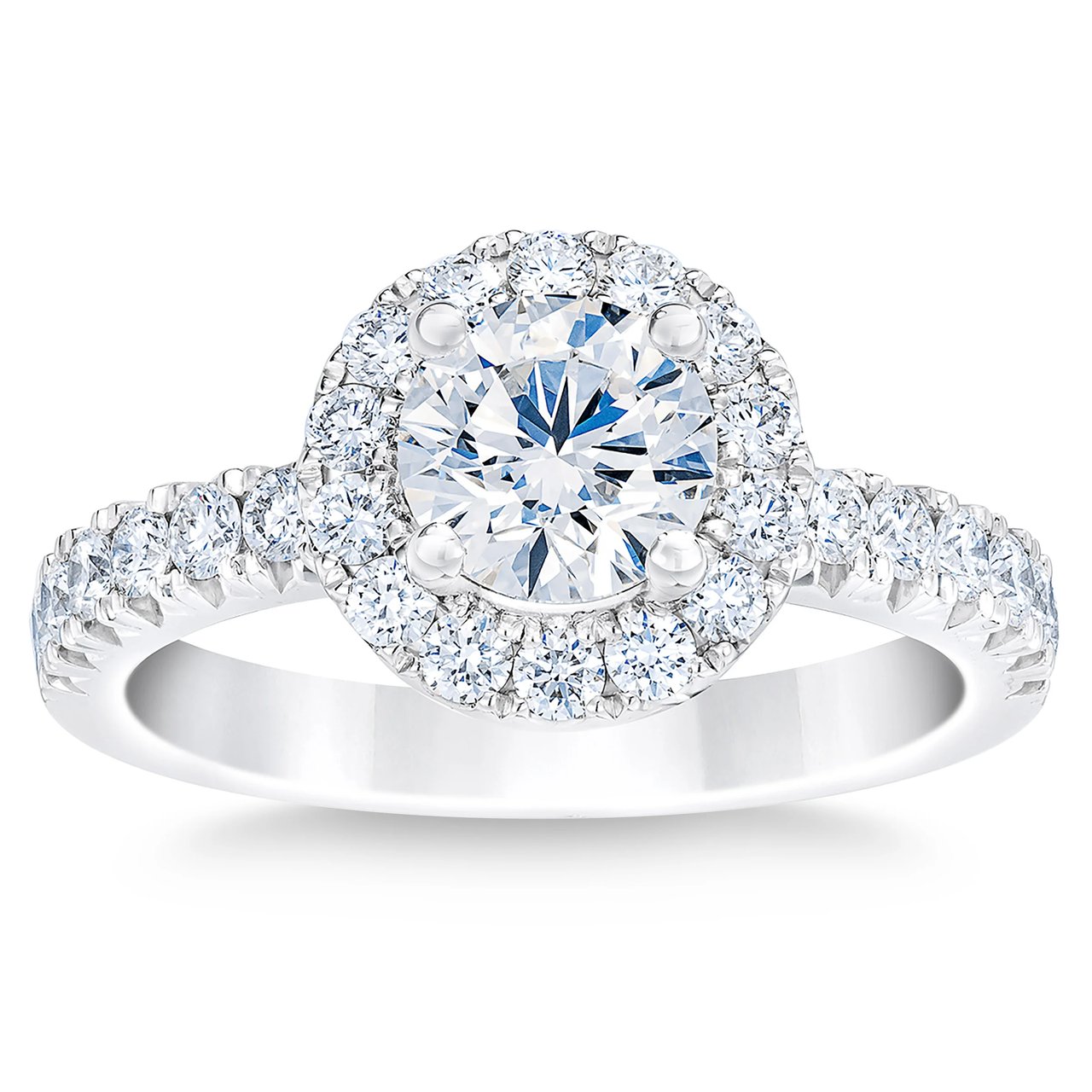 1.74 CTW Round Diamond Platinum Wedding Ring, 1.02 CT Center, VS1 Clarity, F Color - Image 1