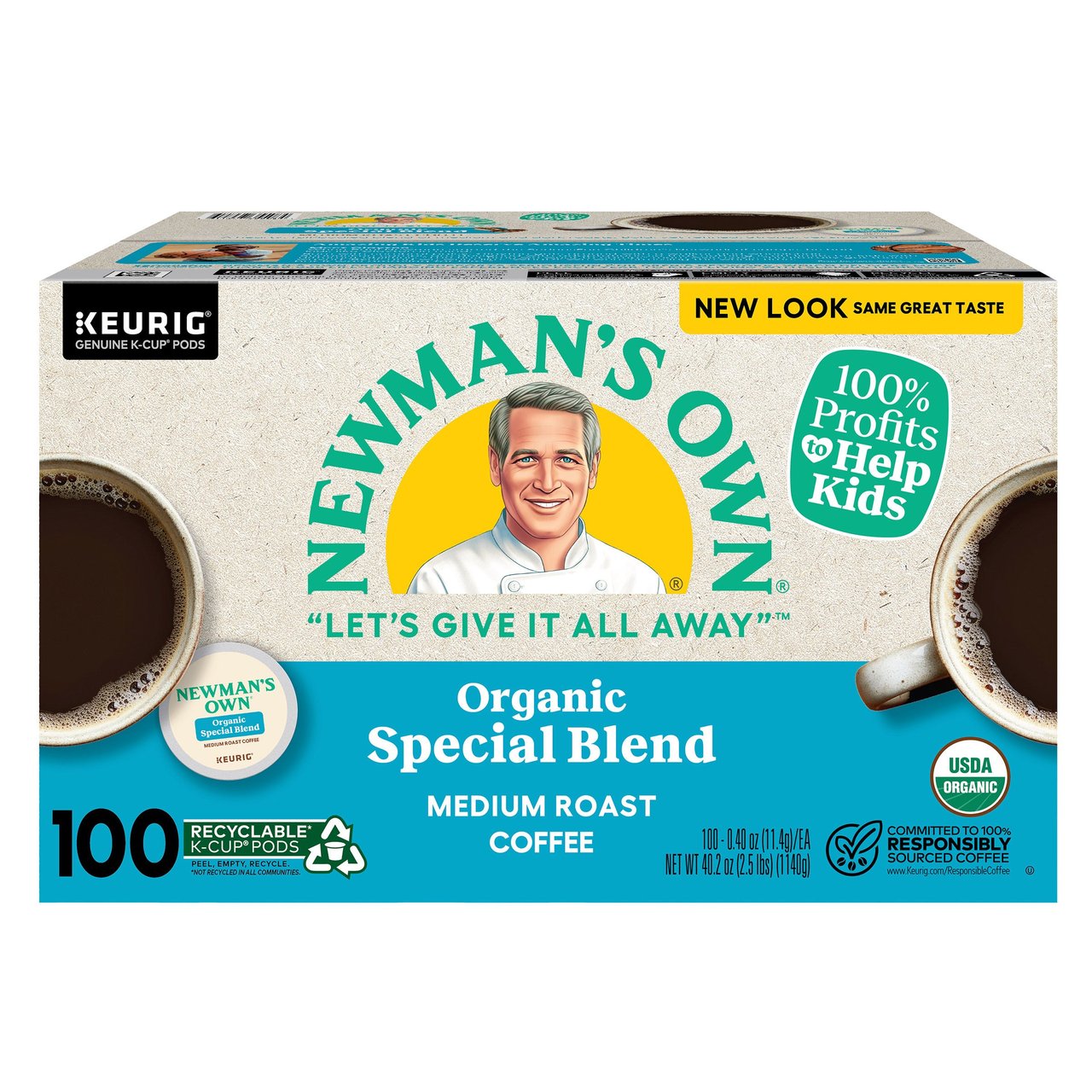 Newman's Own Organic Special Blend Medium Roast K-Cup Pods, 100 ct (40.2 oz) - Image 1