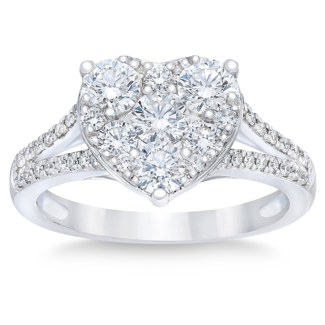 14kt White Gold VS2 I 1.20ctw Round Diamond Heart Shaped Ring - Image 1