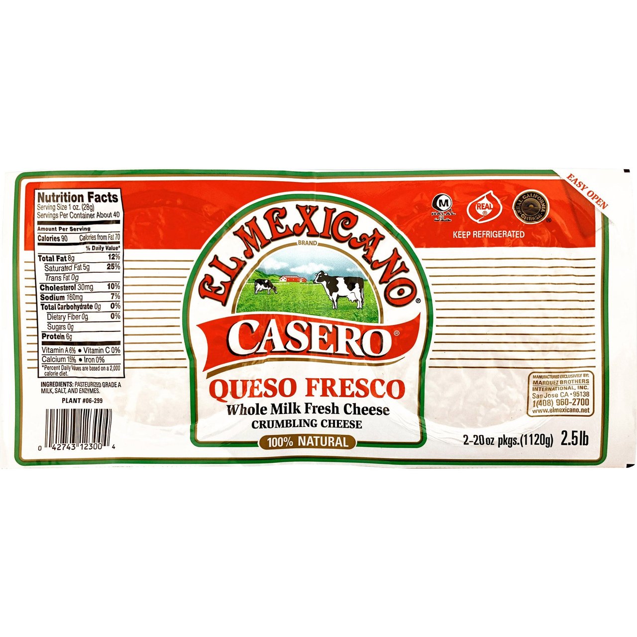El Mexicano Casero Queso Fresco 2 Pack, 20 Ounces Each - Image 1