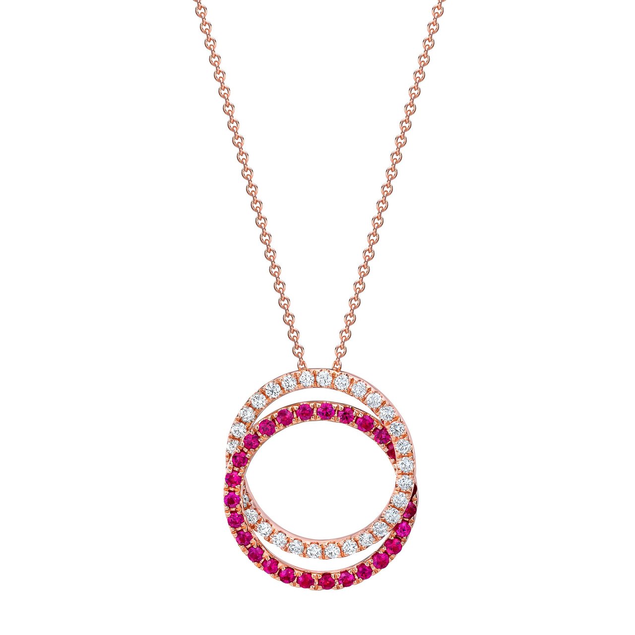 14KT Rose Gold 0.41 CTW VS2, I Diamond and 1.8MM Ruby Pendant - Image 1