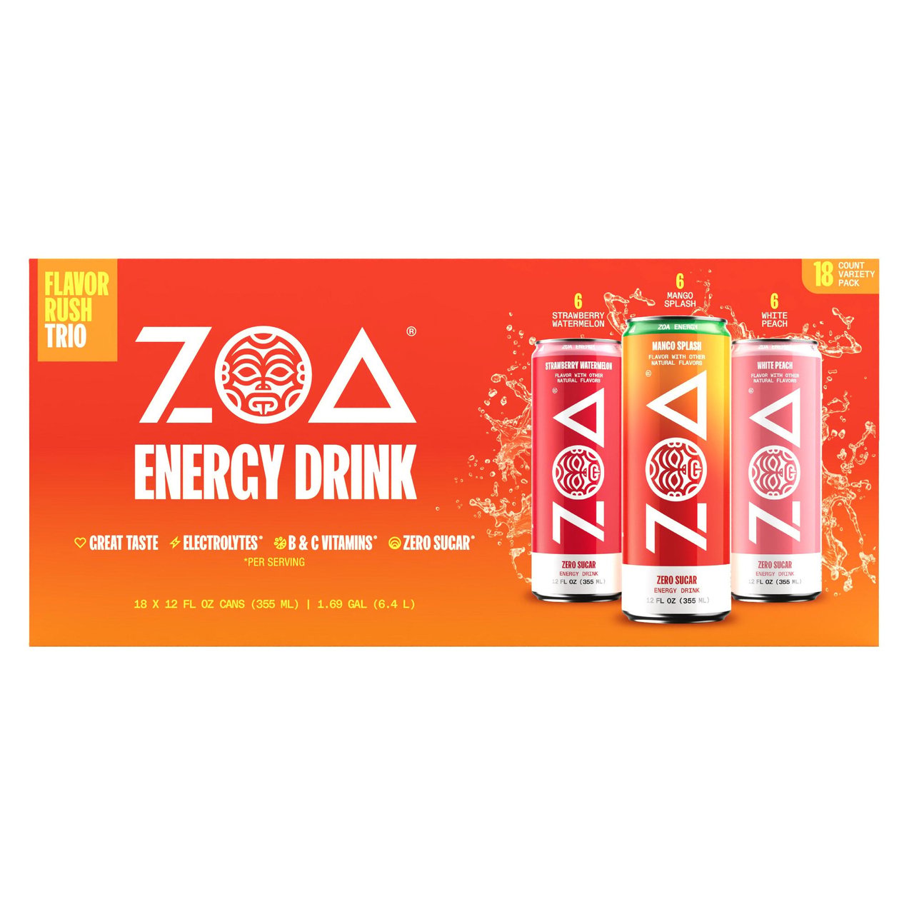 ZOA Energy Zero Sugar Variety Pack, 18/12 fl oz - Image 1