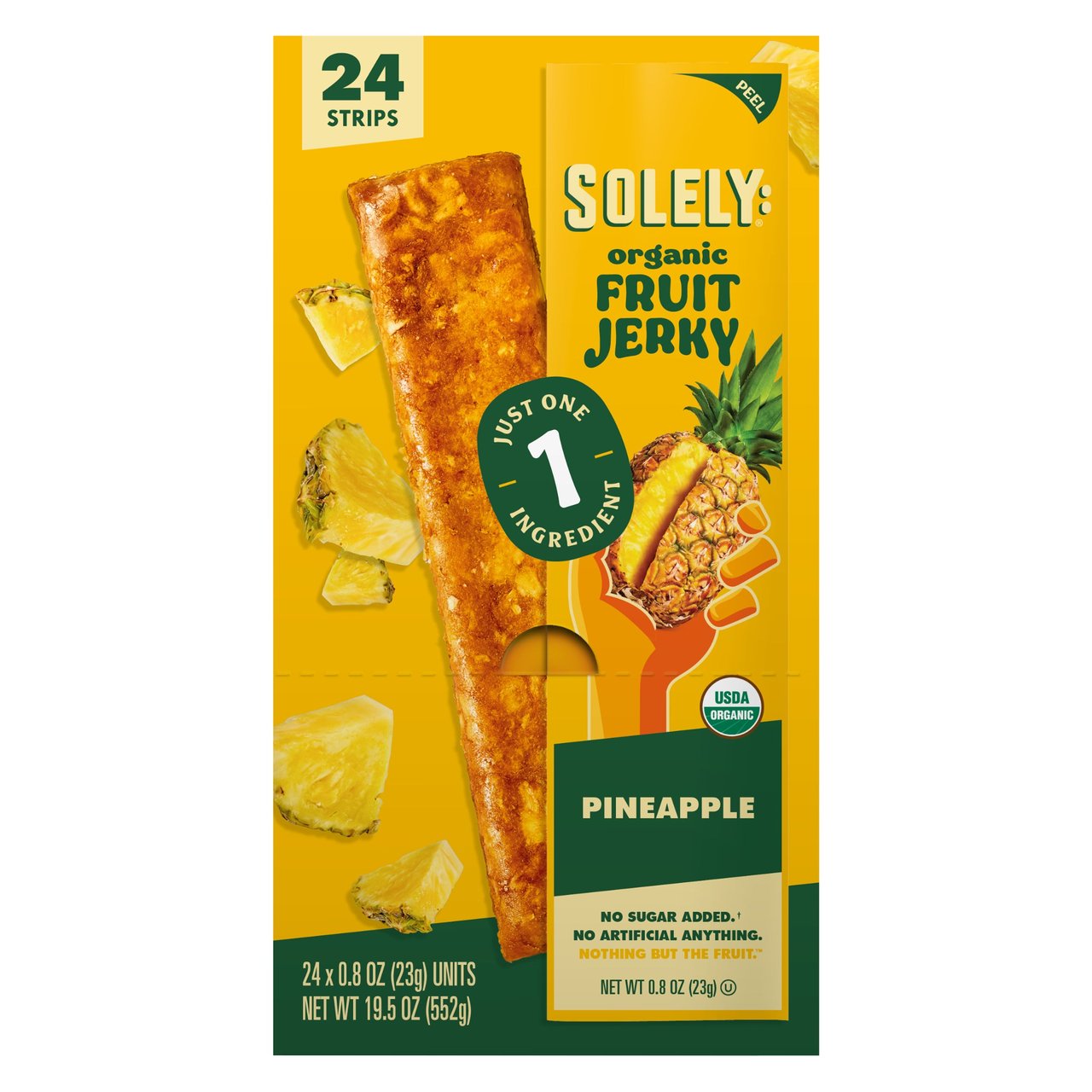 Solely Organic Fruit Jerky Pineapple 24/0.8 oz - Image 1