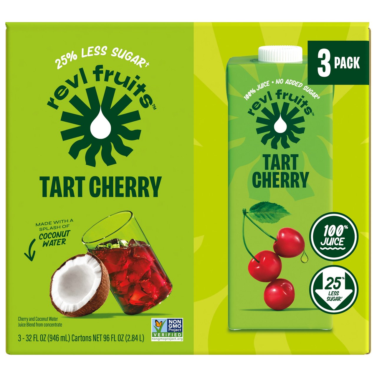 Revl Fruits Tart Cherry Juice, 32 fl oz, 3-Count - Image 1