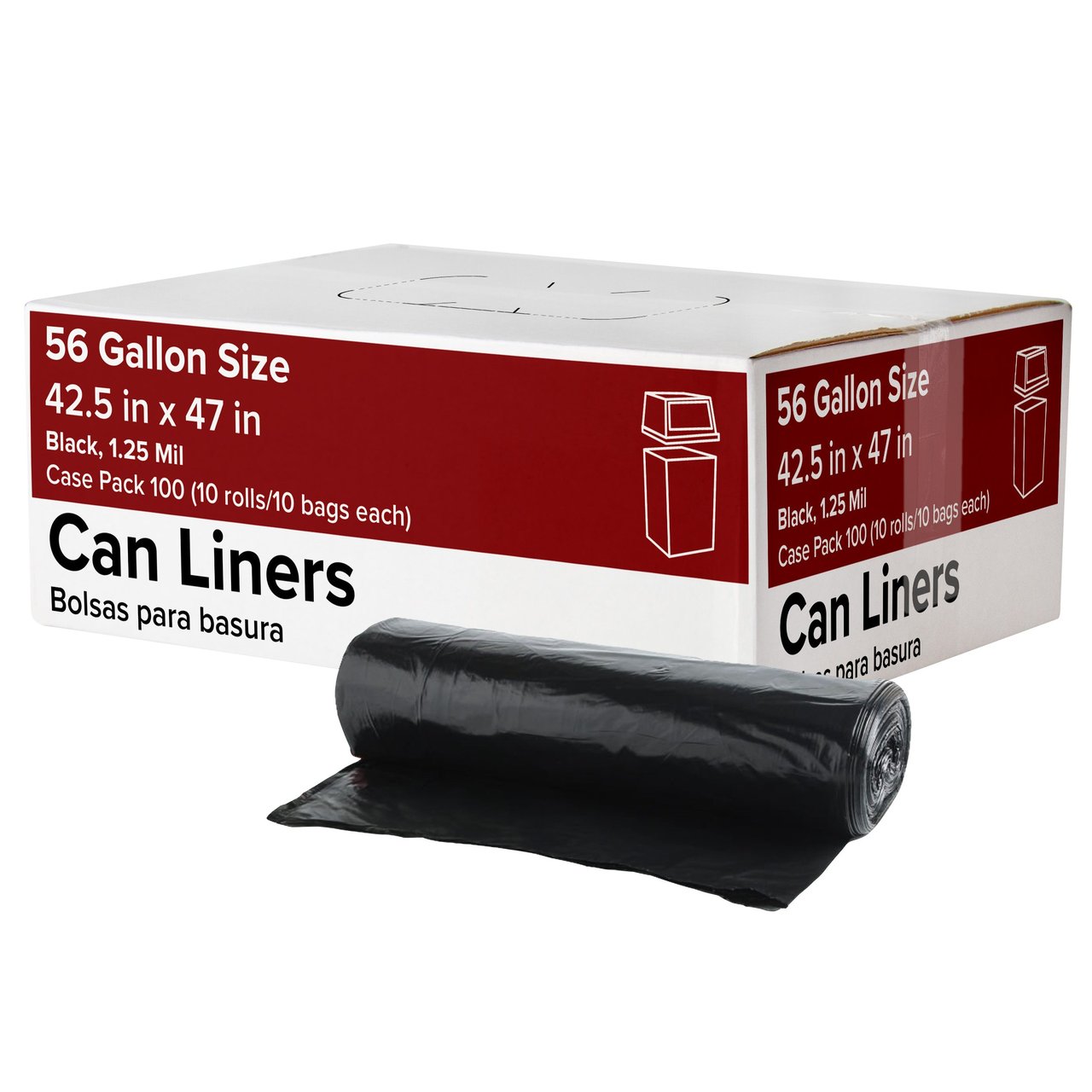 56 Gallon Black Can Liners, 100 Count