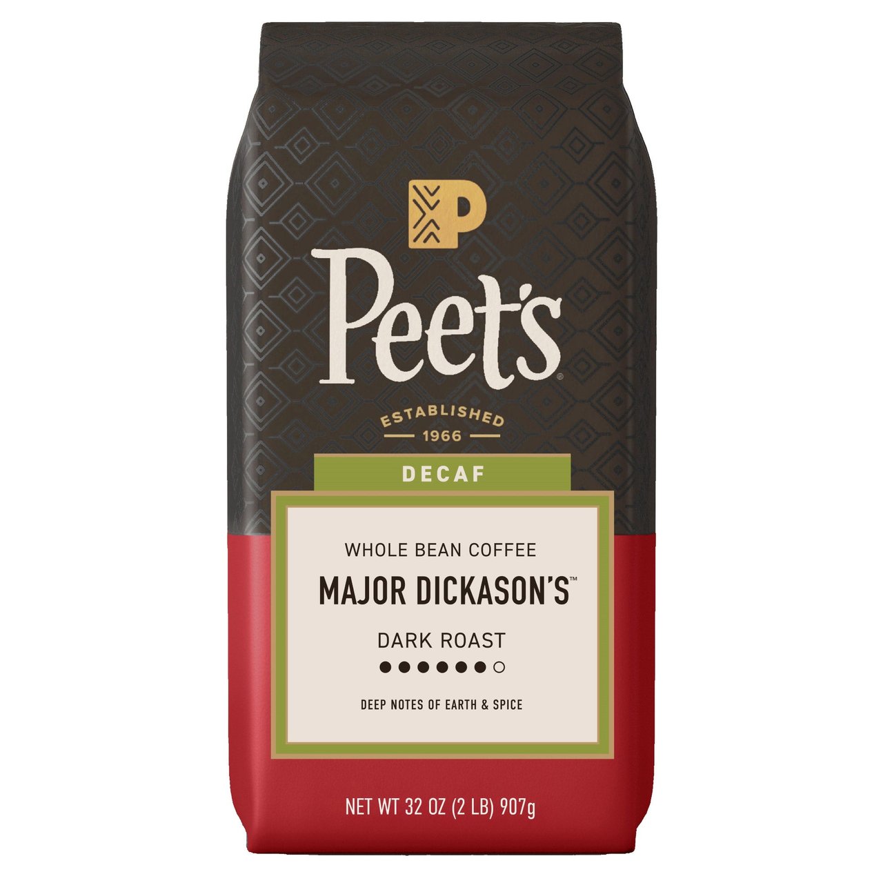 Peet's Coffee Decaf Major Dickason's Blend, Dark Roast, Whole Bean, 2 lbs - Image 1