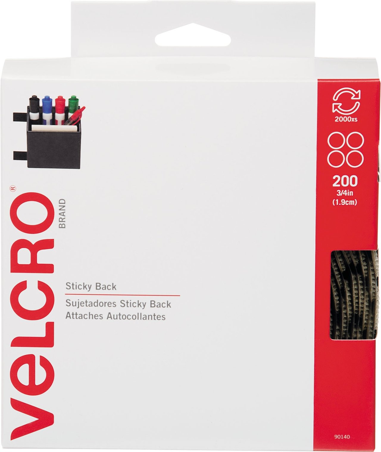 Velcro Brand Sticky Back Hook & Loop Dot Fasteners with Dispenser, 3/4" Beige, 200 Count