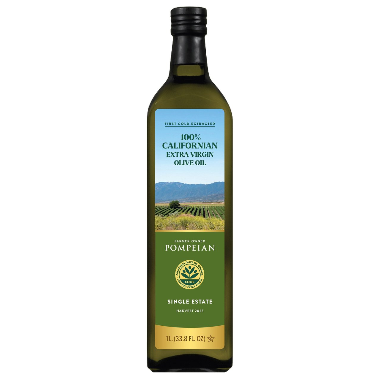 Pompeian 100% California Extra Virgin Olive Oil, 1 L - Image 1