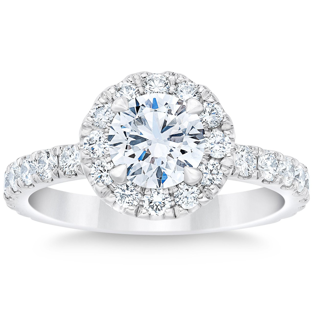 1.94 CTW Round Diamond Platinum Halo Ring – 1.01 CT Center, VS1 Clarity, D Color - Image 1