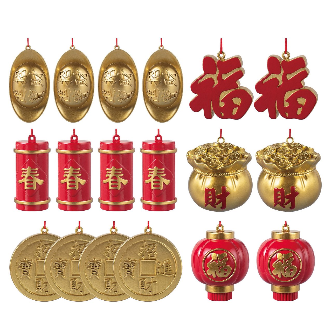 Lunar New Year 20-Piece Ornament Assortment - Lanterns Style A & B - Image 1