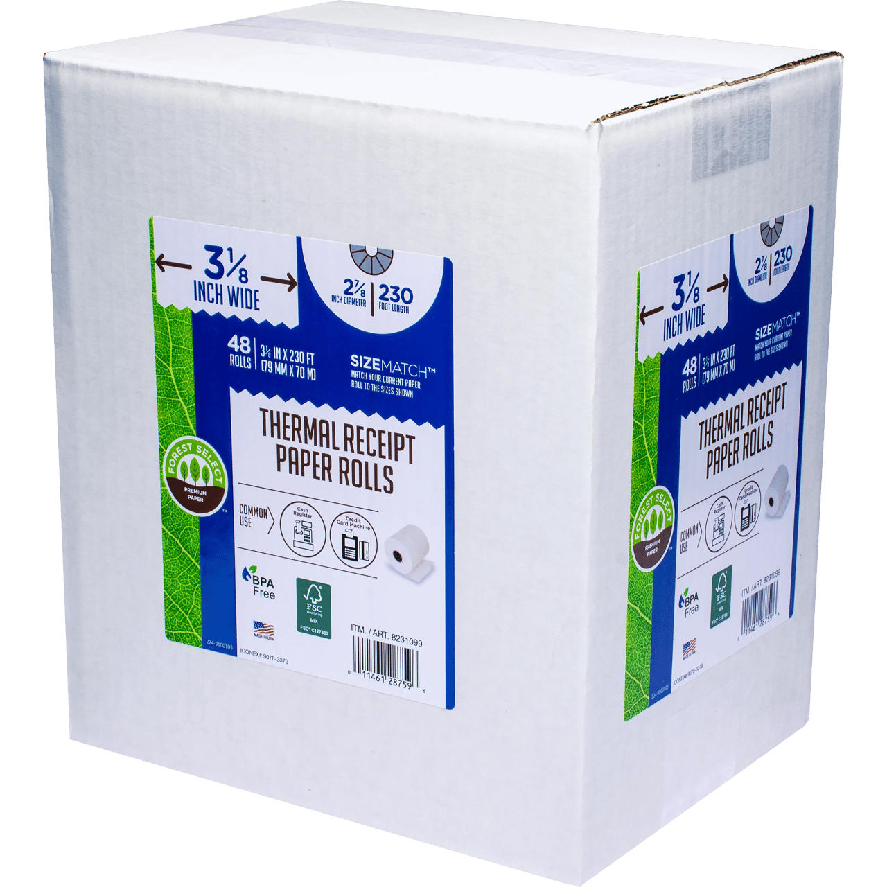 Forest Select Thermal Receipt Paper Rolls, 3-1/8" x 230', 48 Count - Image 1