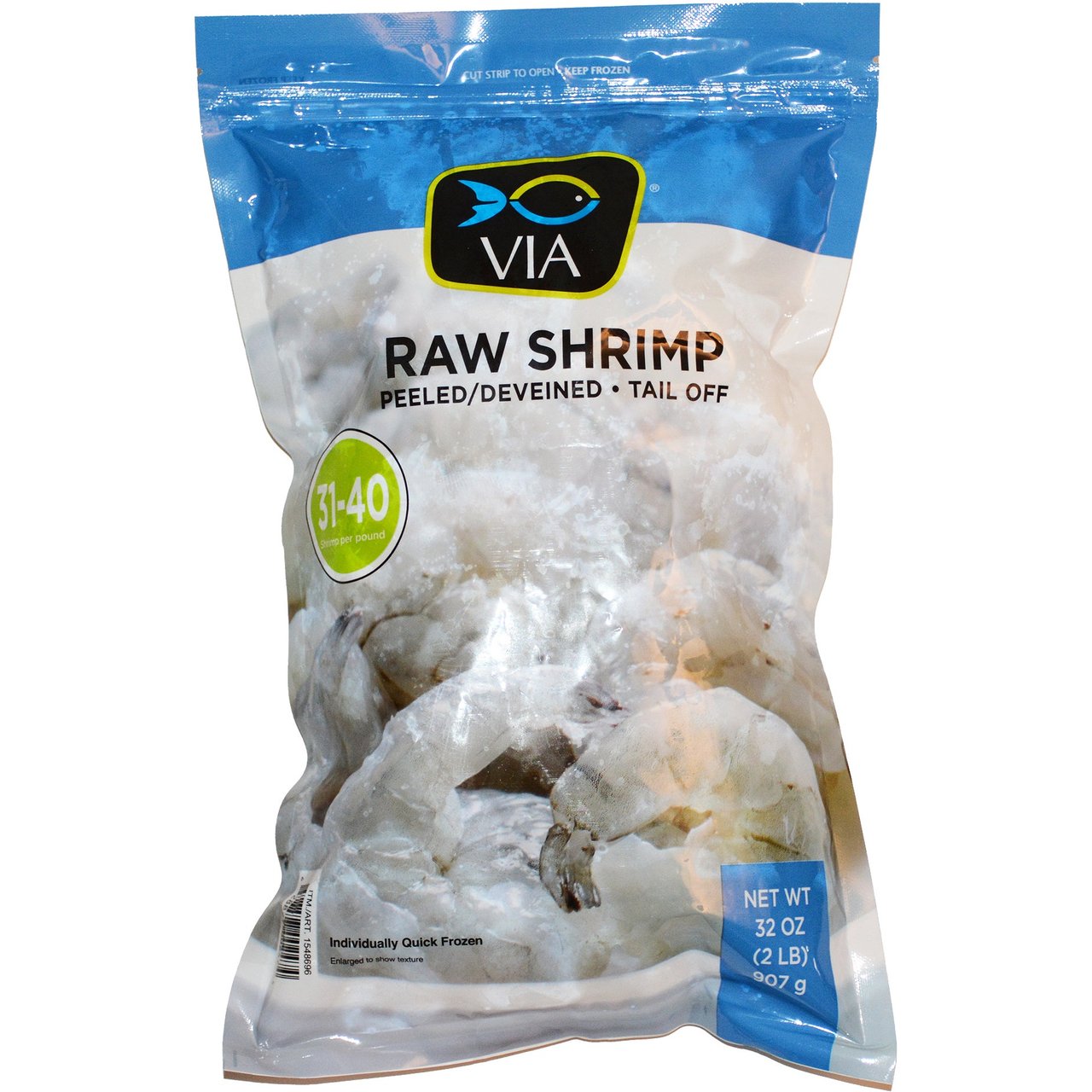 VIA Farm-Raised Raw Shrimp, 31/40, Tail-Off, 2 lb - Image 1