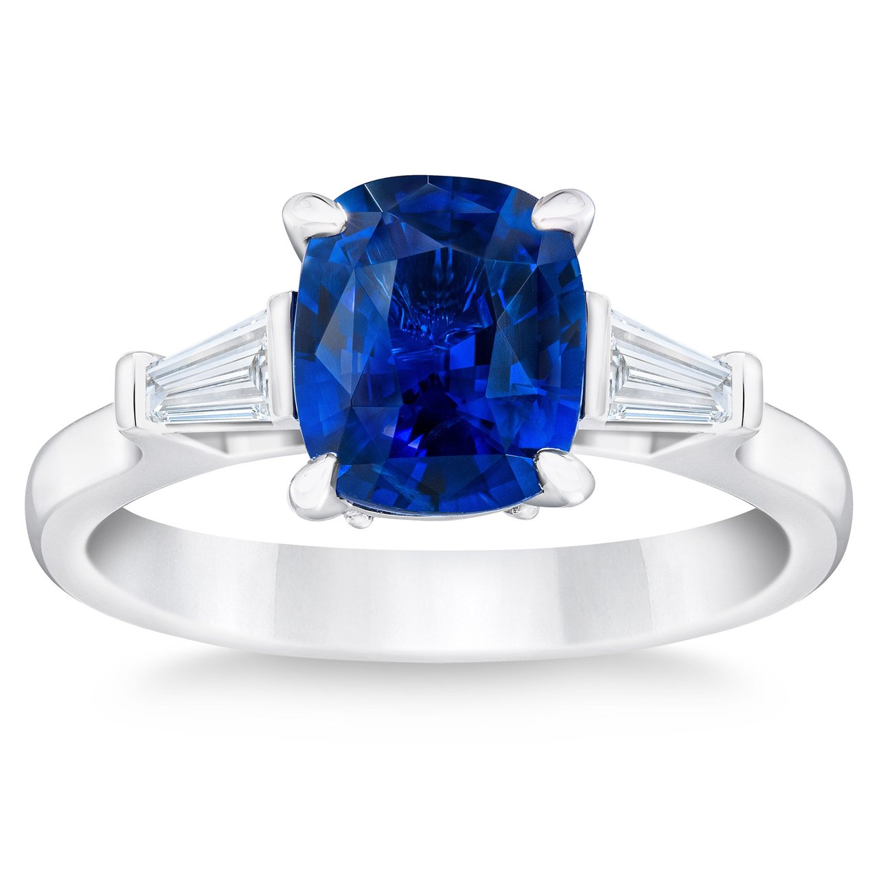 2.30 CTW Cushion Blue Sapphire & 0.38 CTW Diamond 14kt White Gold Ring - Image 1