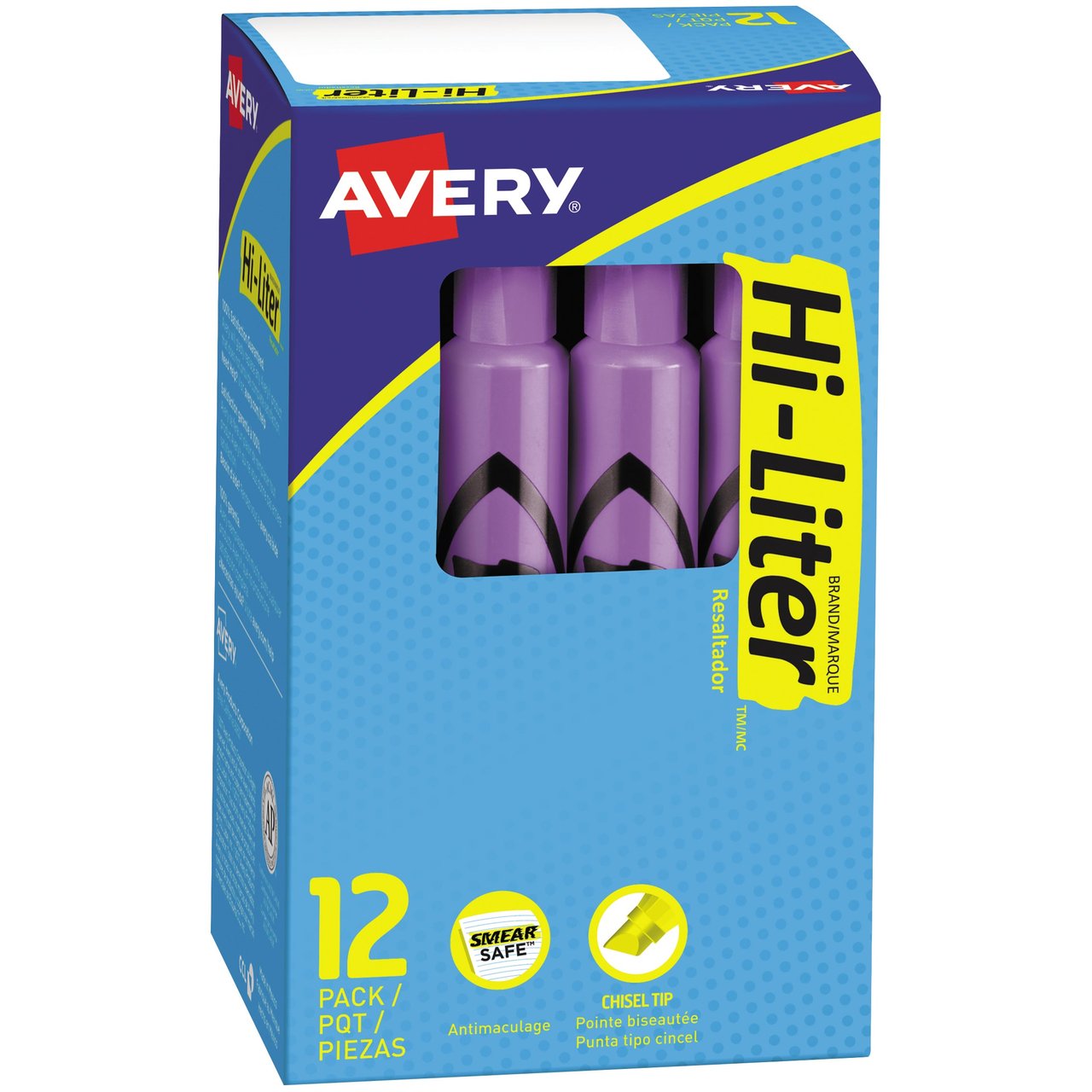 Avery Hi-Liter Fluorescent Desk-Style Highlighters, Purple, 12-Pack - Image 1