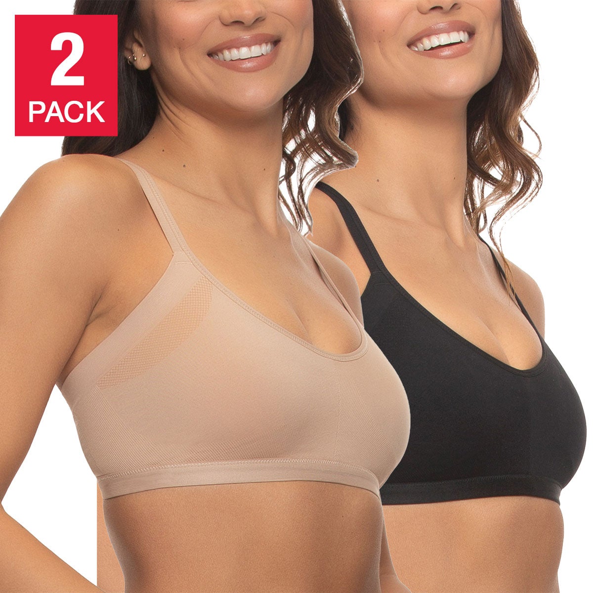 Felina Ladies' Side Smoothing Wire-Free Bra, 2-Pack - Image 1