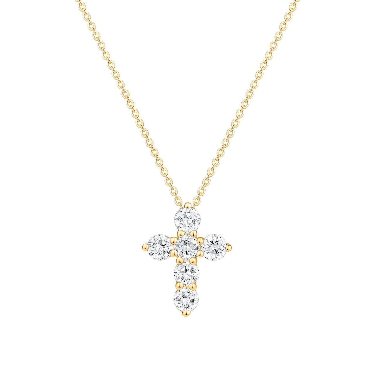 14kt Yellow Gold VS2 I 0.50 ctw Round Diamond Cross Pendant - Image 1