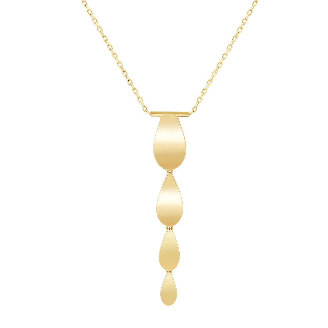 14kt Yellow Gold Teardrop Necklace 18" Made in Italy - Image 1