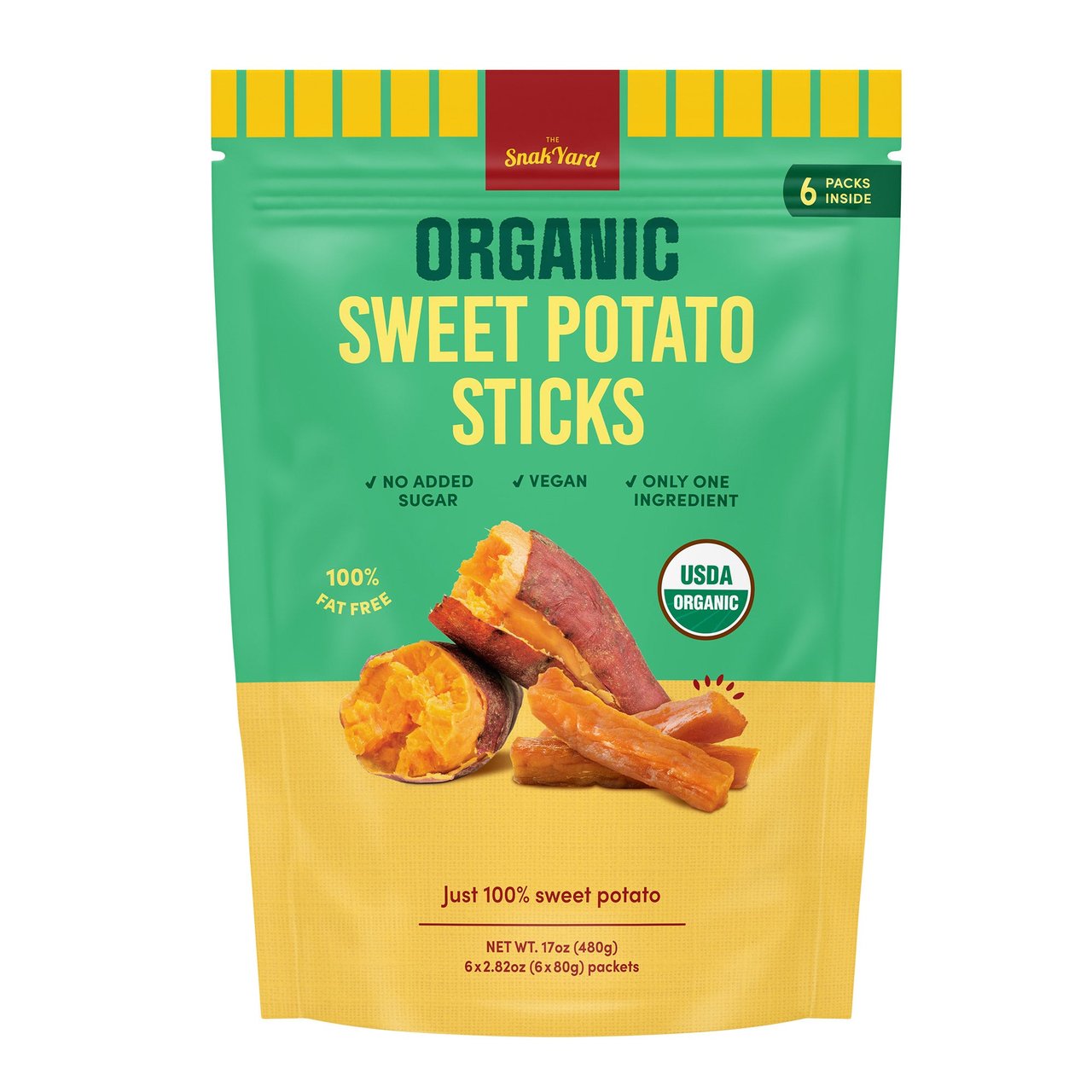 Snak Yard Organic Sweet Potato Sticks, 6/2.82 Ounce Packs - Image 1