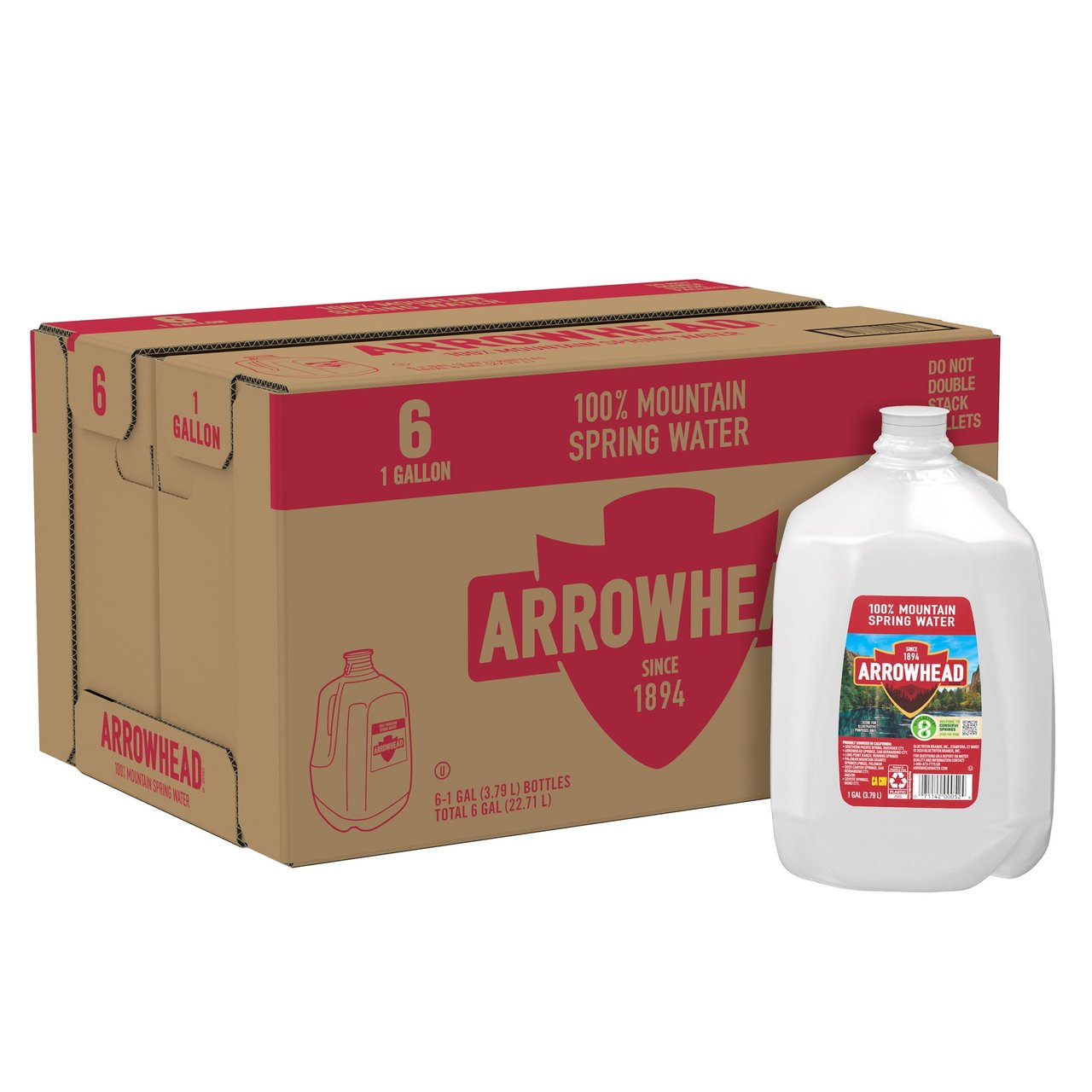 Arrowhead Mountain Spring Water, 6 x 1 Gallon - Image 1