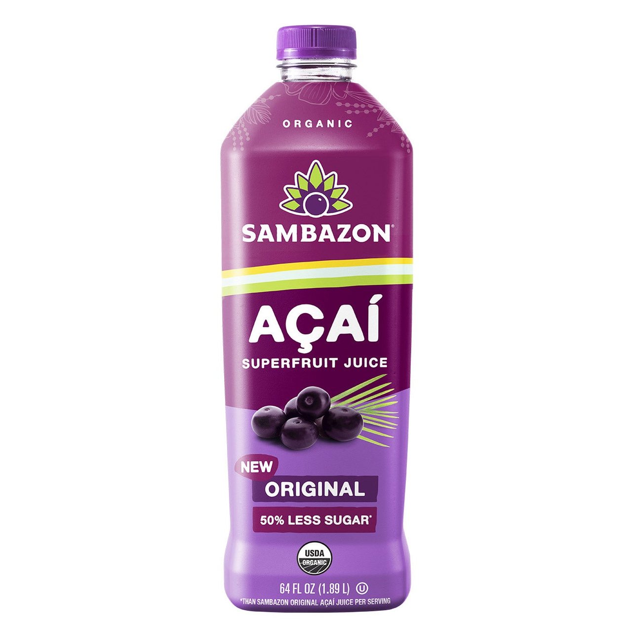 Sambazon Organic Acai Less Sugar Juice, 64 oz - Image 1