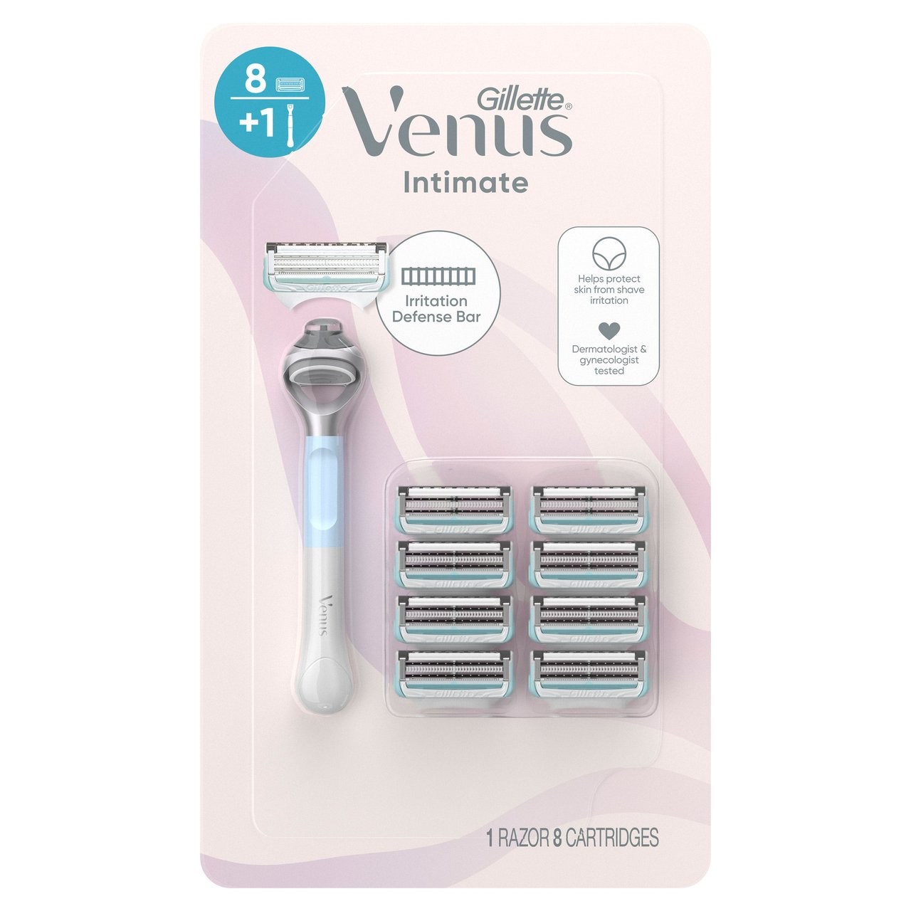 Gillette Venus Intimate Razor, 1 Handle + 8 Cartridges