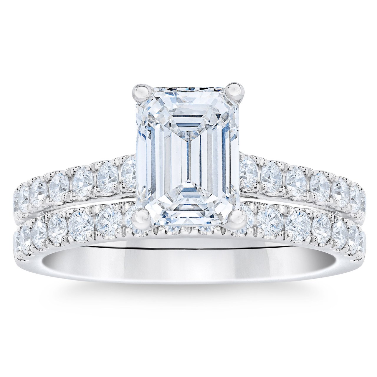 2.76CTW EMERALD CUT PLATINUM WEDDING SET 2.02CT CENTER VVS2 "G" - Image 1