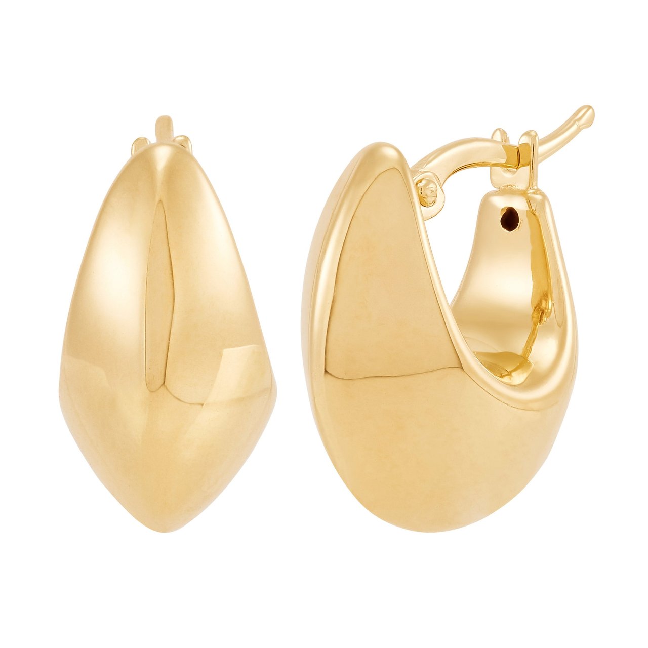 14kt Yellow Gold Wide Hoop Earrings Made in Italy - Image 1