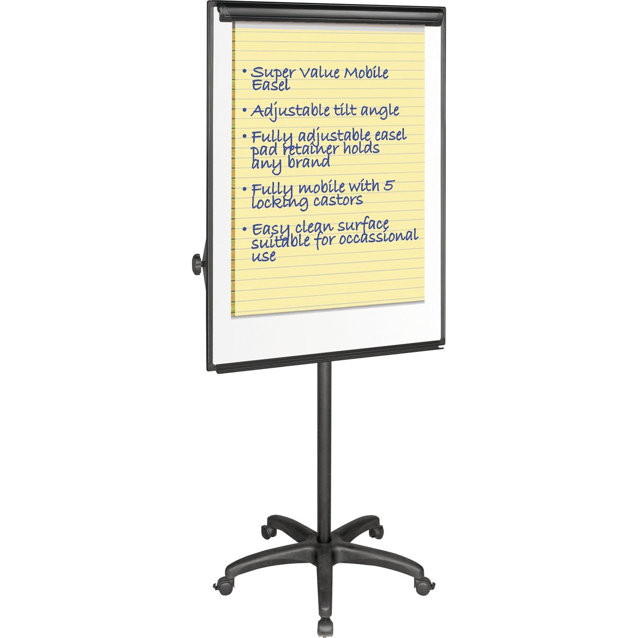 MasterVision Silver Easy Clean Dry Erase Mobile Presentation Easel, 44" to 75.25" High - Image 1