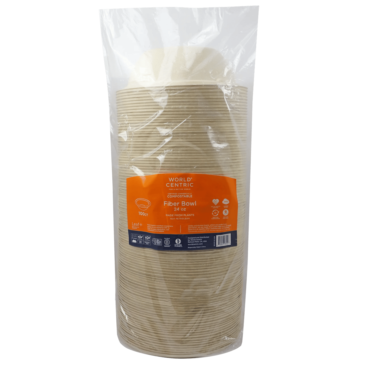 World Centric 24 oz Compostable Fiber Bowl, 100 Count - Image 1