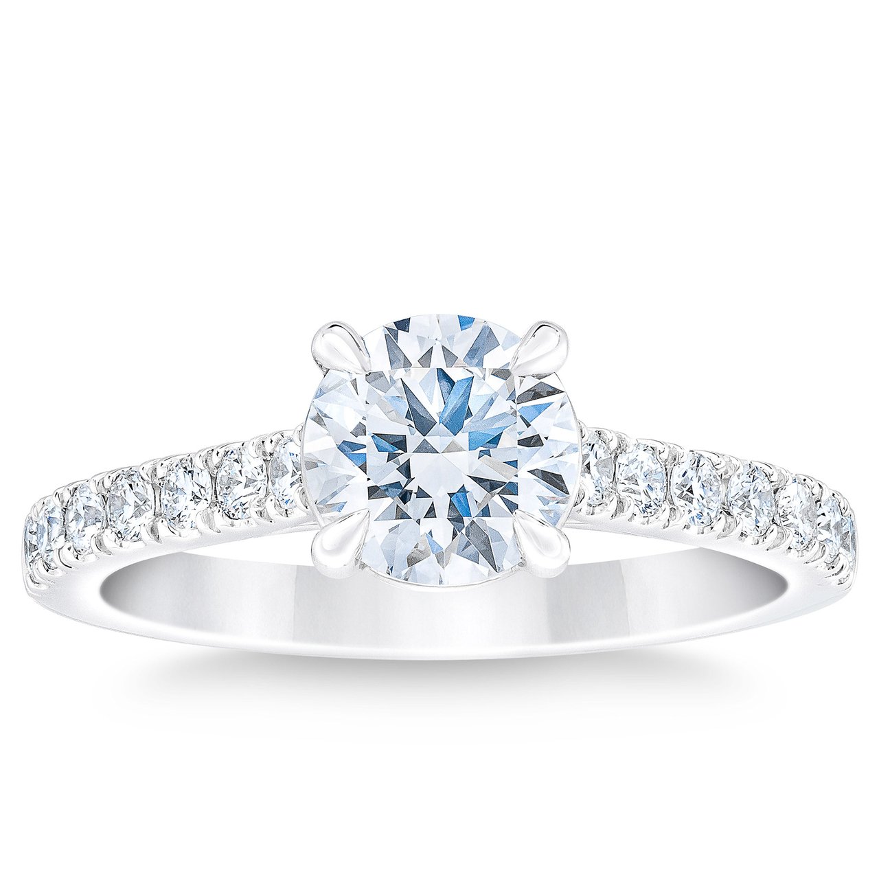 1.36 CTW Round Diamond Platinum Wedding Ring 1.01 CT Center VVS2 G - Image 1