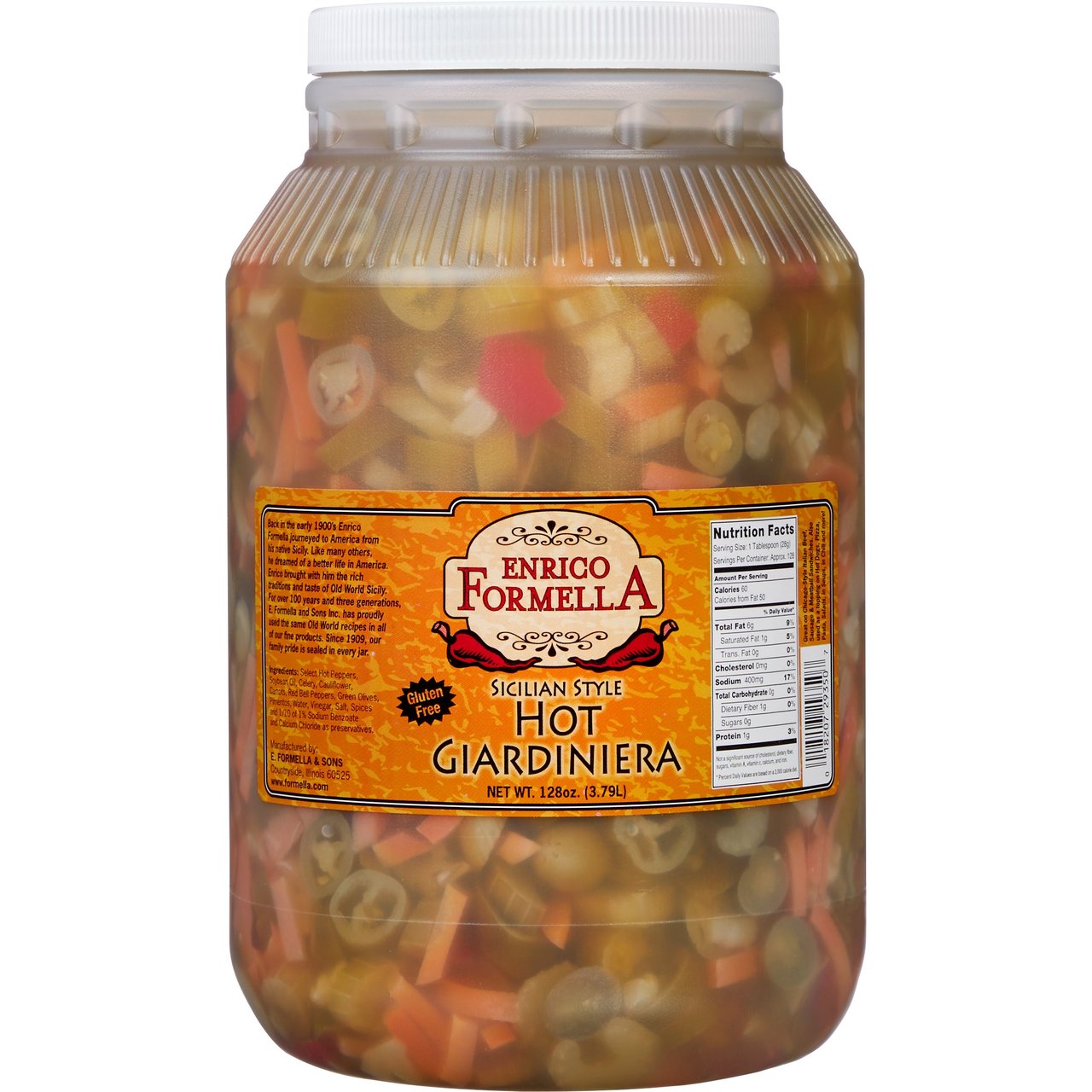 Enrico Formella Hot Pepper Giardiniera, 1 Gallon