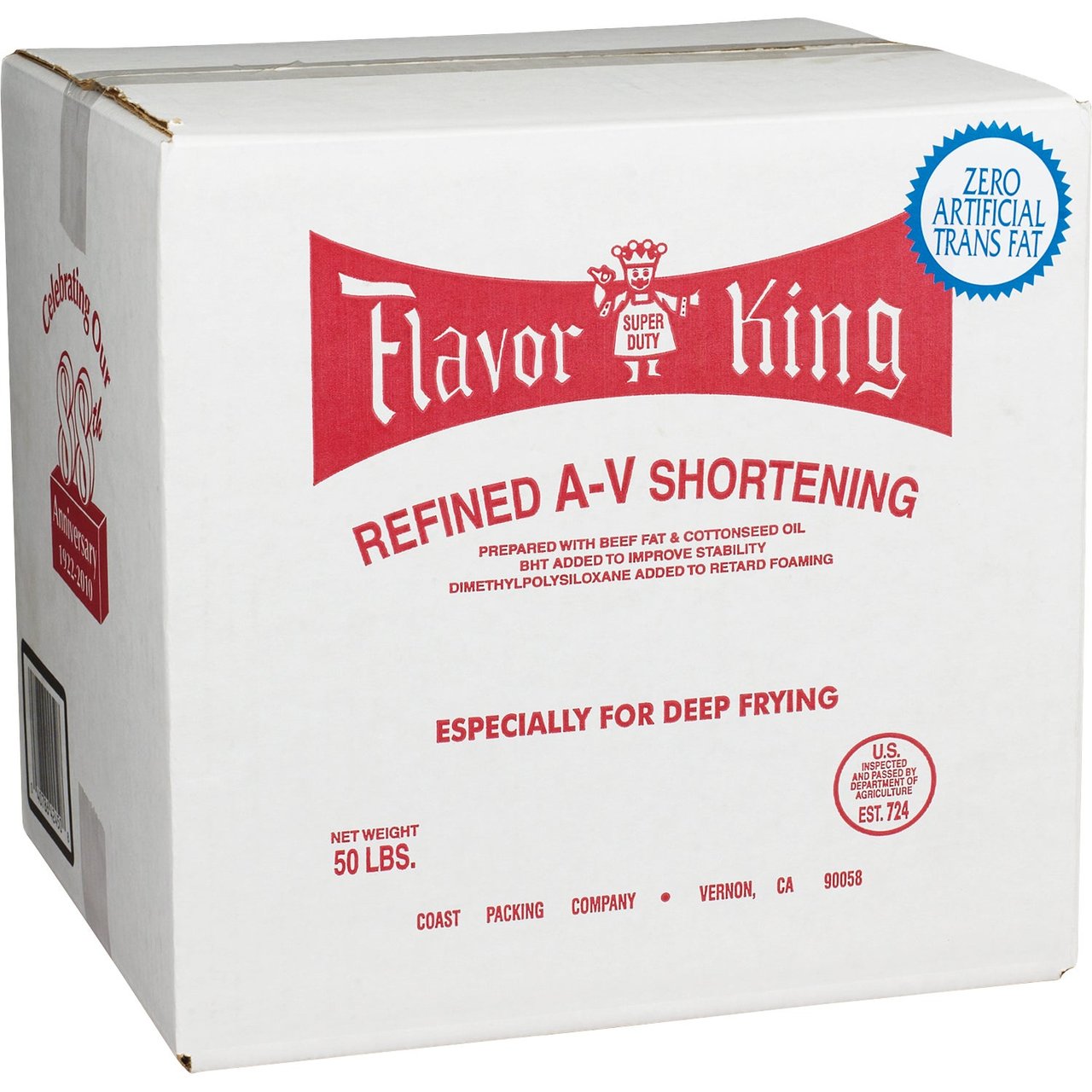Flavor King Refined A-V Shortening, 50 lb
