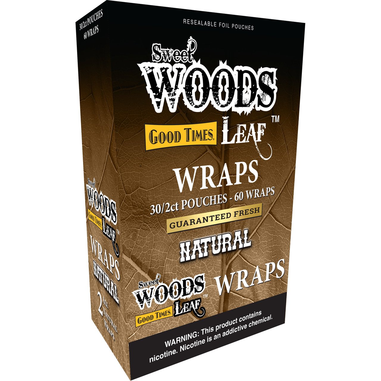Sweet Woods Natural Leaf Wraps, 30 Pouches × 2 Count - Image 1