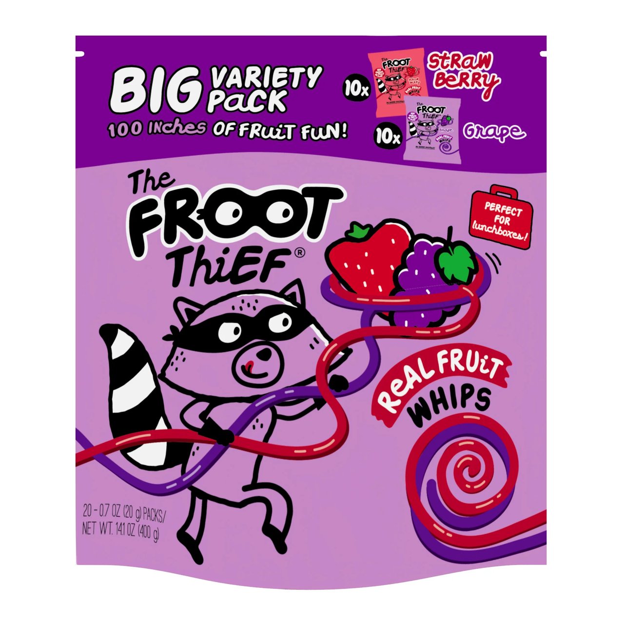 The Froot Thief Strawberry/Grape Fruit Whips 20 CT/0.7 oz (0.88 lb) - Image 1