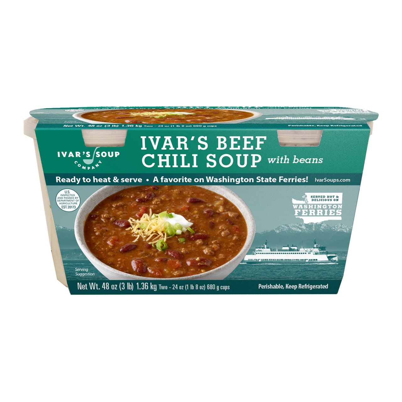 Ivar's Beef Chili 2/24 oz - Image 1